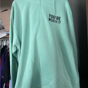 Mint Green Hoodie with Motivational Text